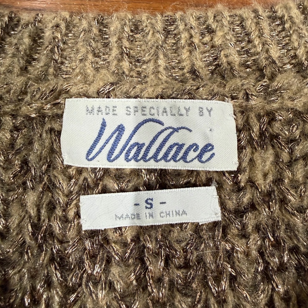 Vintage Chunky Made Specially by Wallace Brown Ribbed Crew Neck Sweater Size S - Picture 3 of 7
